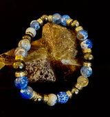 Speckled Blue and Gray Agate and Hematite (9"-9.5" XXL Wrist Size)