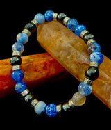 Speckled Blue and Gray Agate and Hematite (9"-9.5" XXL Wrist Size)