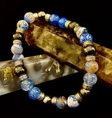 Speckled Blue and Gray Agate and Hematite (9"-9.5" XXL Wrist Size)