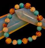 Turquoise and Cream Howlite with Coconut Palm Beads (8"-8.5" Large and XL Wrists)