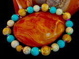 Turquoise and Cream Howlite with Coconut Palm Beads (8"-8.5" Large and XL Wrists)