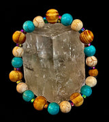 Turquoise and Cream Howlite with Coconut Palm Beads (8"-8.5" Large and XL Wrists)