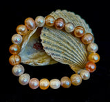 Cultured Freshwater Pearl Stretch Bracelet — Multicolor Baroque Pearl Bracelet for Medium Wrists