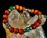 Coconut Palm Wood with Mixed Natural Stones (8.5"-9.5" XL Wrists)