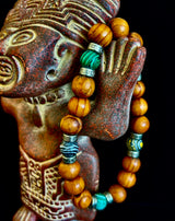 Coconut Palm Wood with Mixed Natural Stones (8.5"-9.5" XL Wrists)