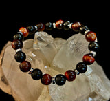 Tiger’s Eye & Black Onyx Power Bracelet — Handmade in Puerto Vallarta Mexico — Protection & Confidence Stone Bracelet for Large Wrists