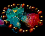 Tiger’s Eye & Black Onyx Power Bracelet — Handmade in Puerto Vallarta Mexico — Protection & Confidence Stone Bracelet for Large Wrists