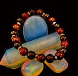 Tiger’s Eye & Black Onyx Power Bracelet — Handmade in Puerto Vallarta Mexico — Protection & Confidence Stone Bracelet for Large Wrists