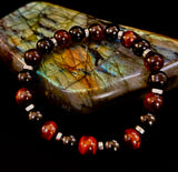 Tiger’s Eye & Black Onyx Power Bracelet — Handmade in Puerto Vallarta Mexico — Protection & Confidence Stone Bracelet for Large Wrists