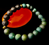 Matte Green Moss Agate Essential Oil Diffuser Bracelet (Large and XL Wrist Options)