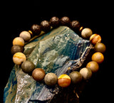 Polychrome Jasper & Lava Stone Essential Oil Diffuser Bracelet – 10mm Natural Stone | Aromatherapy Bracelet with Eucalyptus Oil