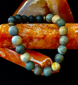 Polychrome Jasper & Lava Stone Essential Oil Diffuser Bracelet – 10mm Natural Stone | Aromatherapy Bracelet with Eucalyptus Oil
