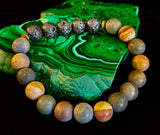 Polychrome Jasper & Lava Stone Essential Oil Diffuser Bracelet – 10mm Natural Stone | Aromatherapy Bracelet with Eucalyptus Oil