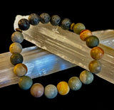 Polychrome Jasper & Lava Stone Essential Oil Diffuser Bracelet – 10mm Natural Stone | Aromatherapy Bracelet with Eucalyptus Oil
