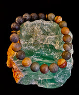 Polychrome Jasper & Lava Stone Essential Oil Diffuser Bracelet – 10mm Natural Stone | Aromatherapy Bracelet with Eucalyptus Oil
