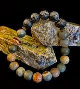 Polychrome Jasper & Lava Stone Essential Oil Diffuser Bracelet – 10mm Natural Stone | Aromatherapy Bracelet with Eucalyptus Oil