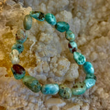 Larimar Nugget Stretch Bracelet – Small Wrist Fit | Natural Larimar Stone Bracelet | Ocean Energy Healing Jewelry