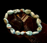 Larimar Nugget Stretch Bracelet – Small Wrist Fit | Natural Larimar Stone Bracelet | Ocean Energy Healing Jewelry