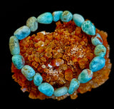 Larimar Nugget Stretch Bracelet – Small Wrist Fit | Natural Larimar Stone Bracelet | Ocean Energy Healing Jewelry