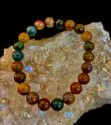 Ocean Jasper Bracelet – 8mm Natural Stone Beads | Medium Wrist Fit | Healing Crystal Jewelry for Joy & Balance