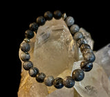Gray Map Jasper & Lava Stone Bracelet – 8mm Natural Stone Beads | Unisex Stretch Bracelet | Grounding & Diffuser Jewelry