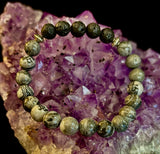 Gray Map Jasper & Lava Stone Bracelet – 8mm Natural Stone Beads | Unisex Stretch Bracelet | Grounding & Diffuser Jewelry