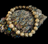 Gray Map Jasper & Lava Stone Bracelet – 8mm Natural Stone Beads | Unisex Stretch Bracelet | Grounding & Diffuser Jewelry