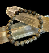 Gray Map Jasper & Lava Stone Bracelet – 8mm Natural Stone Beads | Unisex Stretch Bracelet | Grounding & Diffuser Jewelry