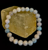Aquamarine Beaded Bracelet – Reiki-Infused Calm, Clarity & Communication Jewelry (Medium Wrist)