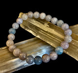 Aquamarine Beaded Bracelet – Reiki-Infused Calm, Clarity & Communication Jewelry (Medium Wrist)