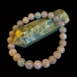 Aquamarine Beaded Bracelet – Reiki-Infused Calm, Clarity & Communication Jewelry (Medium Wrist)