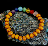 Chakra Balance Wooden Bead Bracelet – Lightweight Handmade Energy Bracelet for Small Wrists