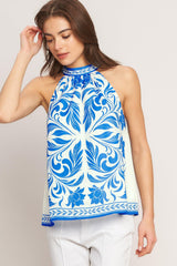COASTAL CHARM HALTER WOVEN TOP
