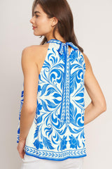 COASTAL CHARM HALTER WOVEN TOP