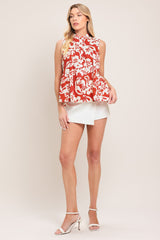 SUNSET BLOOM WOVEN TOP