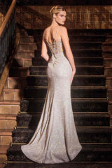 Ladivine J4305 Dress Fit & Flare Glitter Beaded Corset Prom Gown