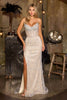 Ladivine J890 Geometric Glitter Motif Sheer Tulle Overlay Sparkling Gown