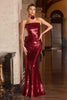 Ladivine J905 Sleek Strapless Sequin Side Illusion Modern Fitted Gown