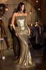 Ladivine J905 Sleek Strapless Sequin Side Illusion Modern Fitted Gown
