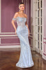 Ladivine J908 Off the Shoulder Cascading Crystal Fringe Formal Gown