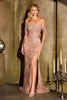 Ladivine J908 Off the Shoulder Cascading Crystal Fringe Formal Gown