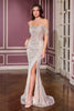 Ladivine J908 Off the Shoulder Cascading Crystal Fringe Formal Gown