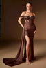 Ladivine J914 Off the Shoulder Fitted Side Sash Sweetheart Gown