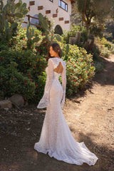 Nox Anabel JE994L Fitted Beaded Lace Long Sleeve Bridal Gown