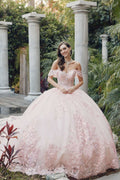 Juliet JT1458J Off the Shoulder Draped Sleeve Cathedral Train Quince Dress