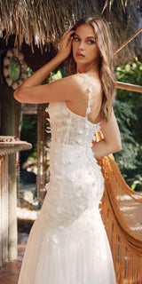 Juliet JT2475UW Long 3D Floral Applique Fitted Mermaid Gown