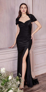 Cinderella Divine KV1061 Cap Sleeve With Shawl Long Fitted Dress
