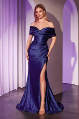 Ladivine KV1115 Dress Off The Shoulder Glitter Dusted Fitted Dress