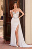 Ladivine KV1143W Fitted Strapless Side Sash with Slit Wedding Gown