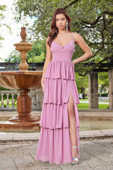 The Miriam Fit & Flare Tiered Slit Detail Maxi Dress (Mauve) - treasures-4-u-2-day